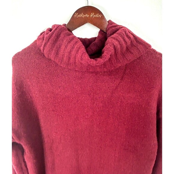 Womens Sweater Burgundy Knit Acrylic Long Raglan Sleeve Turtleneck Pullover Sz M - Picture 7 of 12
